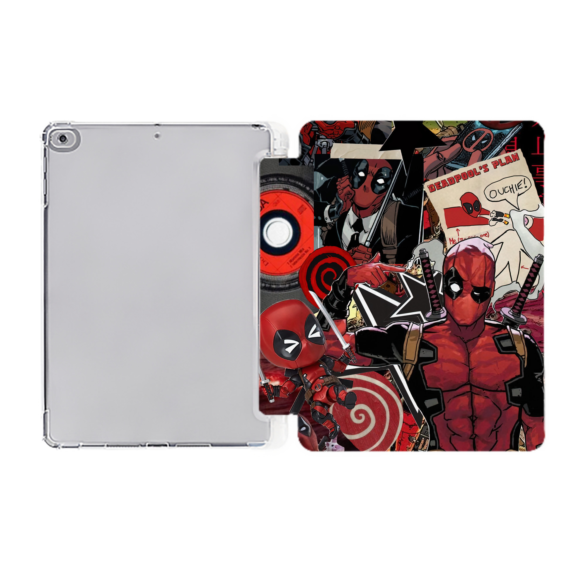 （画像用） Deadpool デッドプール IPad ケース ペン収納付き 三つ折りスタンド PUレザー×シリコン 対応機種9.5/10.5/10.9インチ